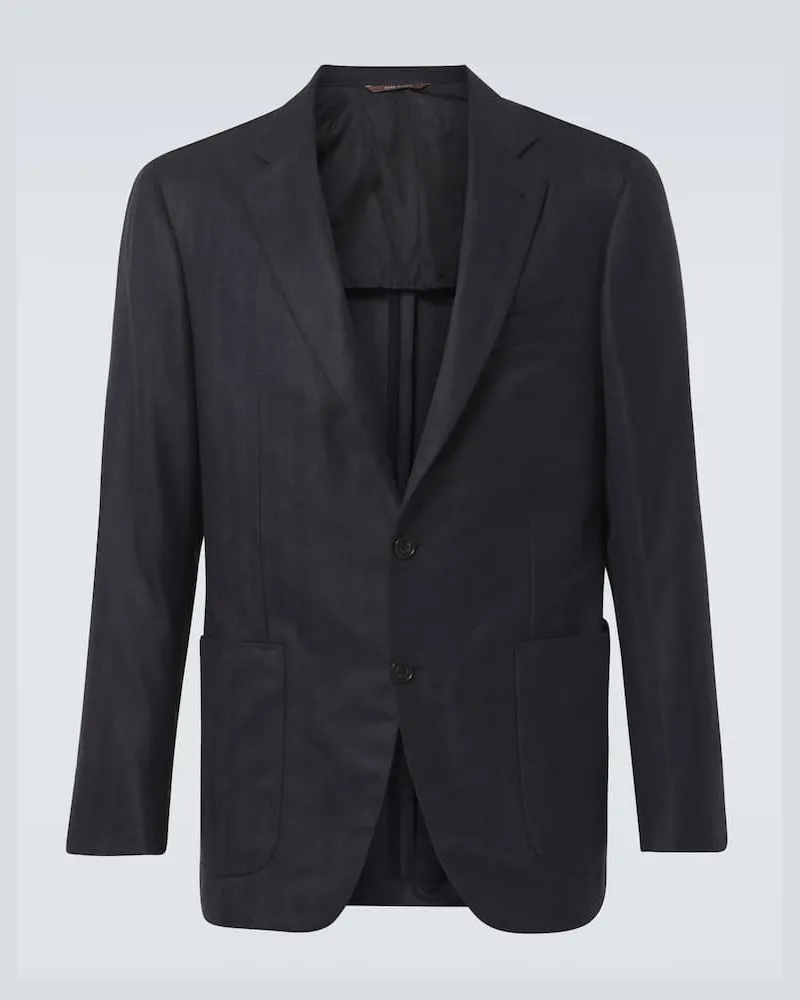 Canali Blazer Kei in seta e cashmere Blu