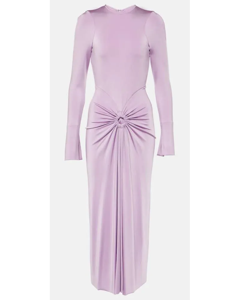 Victoria Beckham Abito midi in jersey con ruches Viola