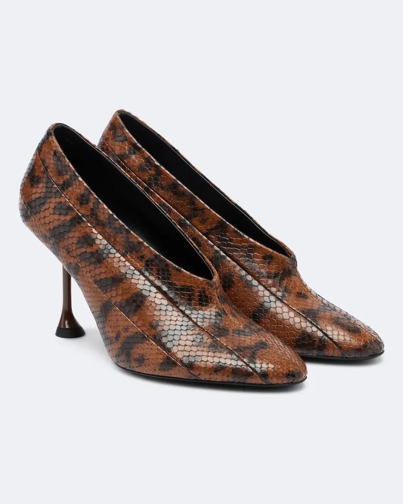 Proenza Schouler Pumps Tee in pelle effetto serpente Marrone