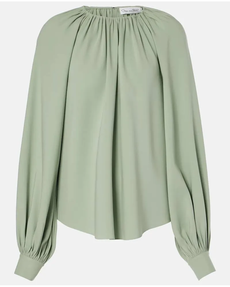 Oscar de la Renta Blusa in georgette di misto seta Verde