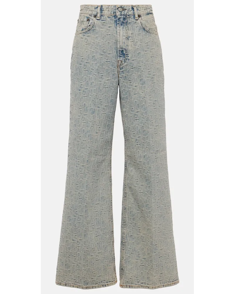 Acne Studios Jeans a gamba larga Monogram a vita alta Blu