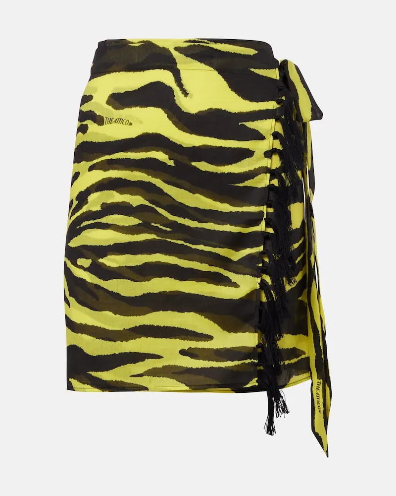 ATTICO Copricostume in cotone con stampa animalier Giallo