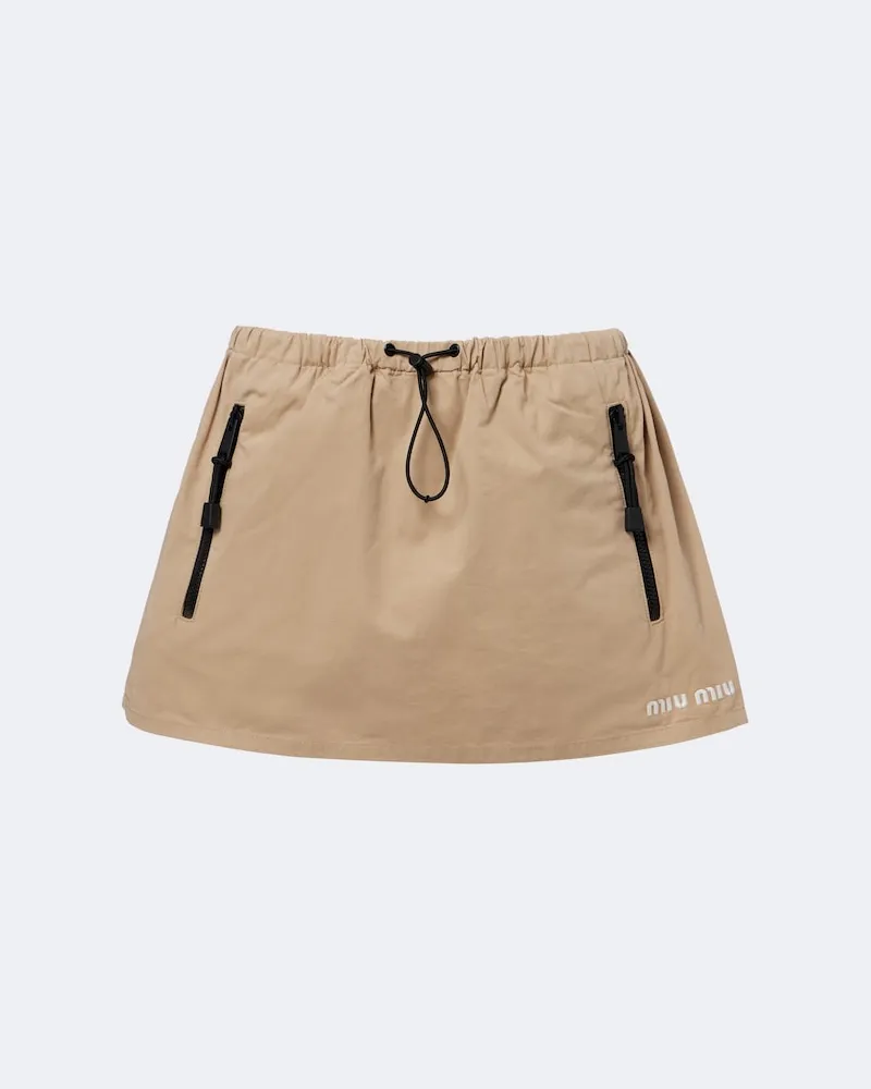 Miu Miu Minigonna in gabardine di cotone Beige