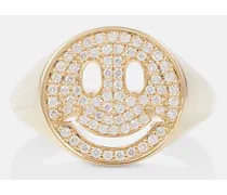 Anello Happy Face in oro 14kt con diamanti