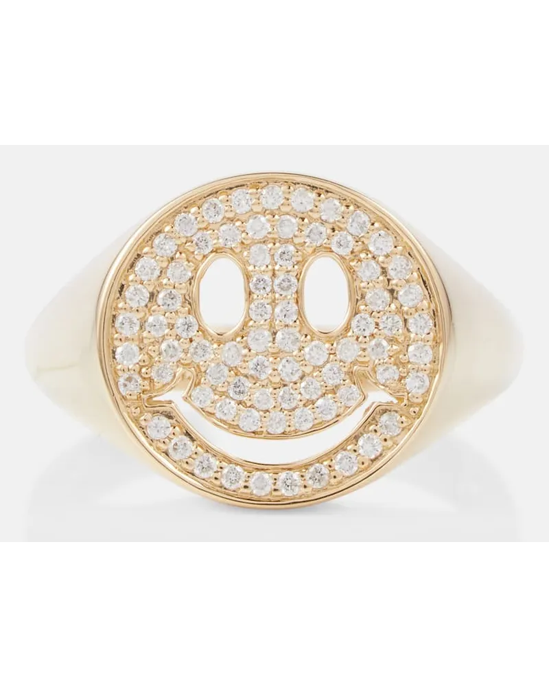 Sydney Evan Anello Happy Face in oro 14kt con diamanti Oro