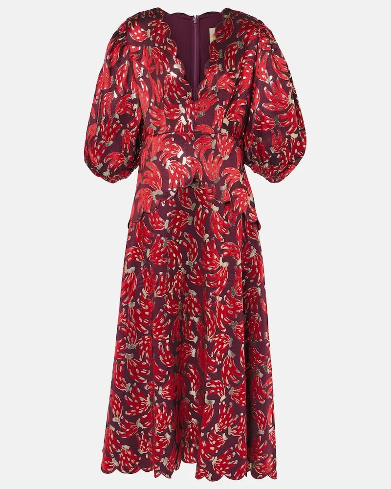 FARM Rio Abito midi Bossa Banana in jacquard Rosso