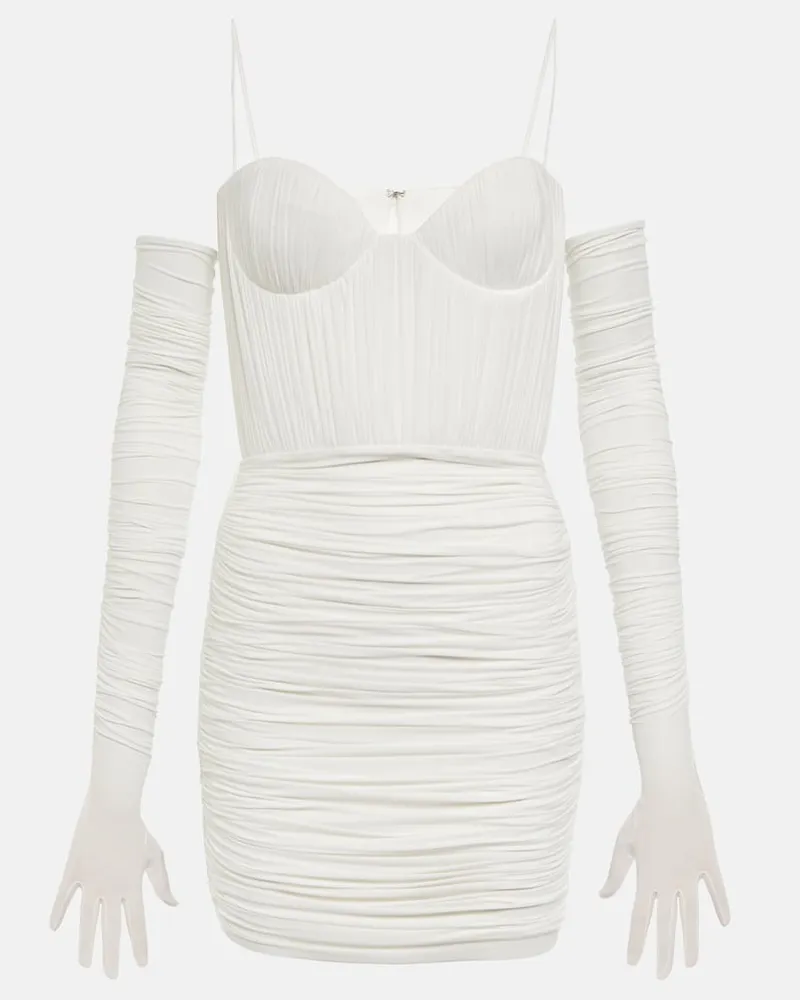 Alex Perry Miniabito Paige con guanti Bianco