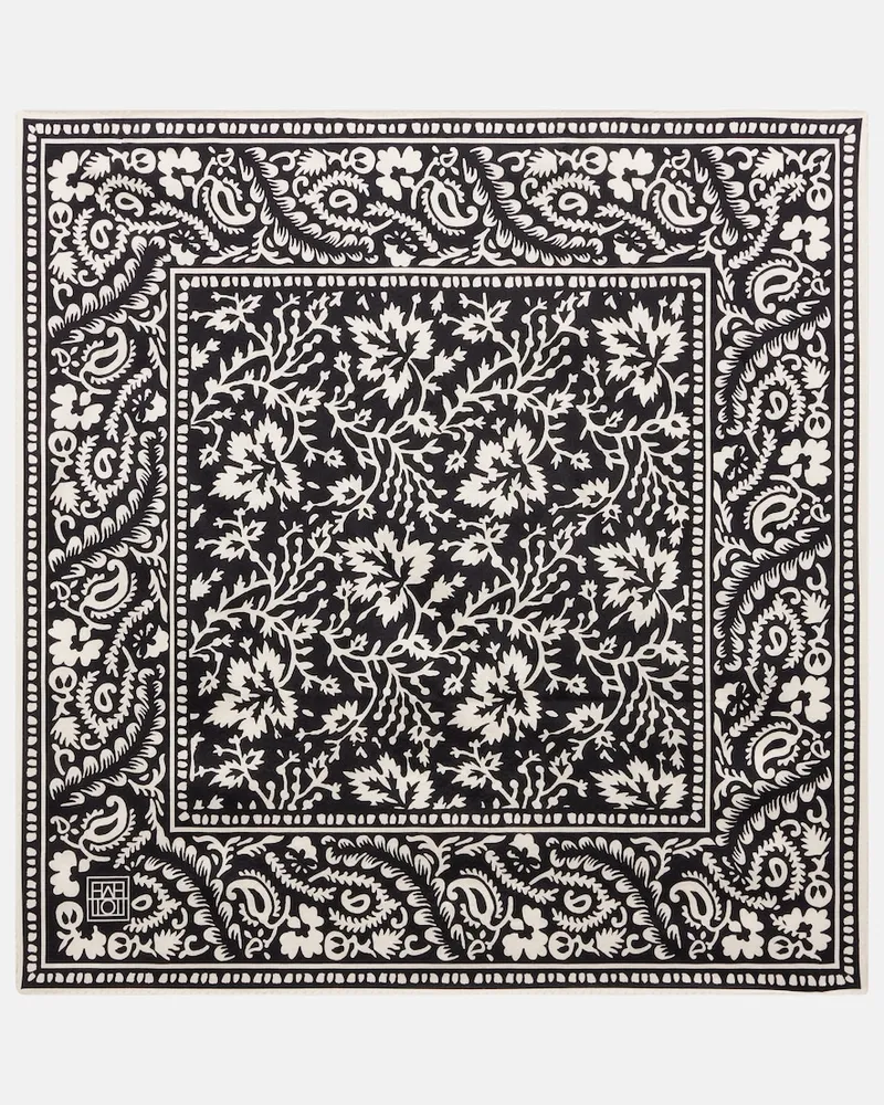 Totême Foulard in seta con stampa Nero