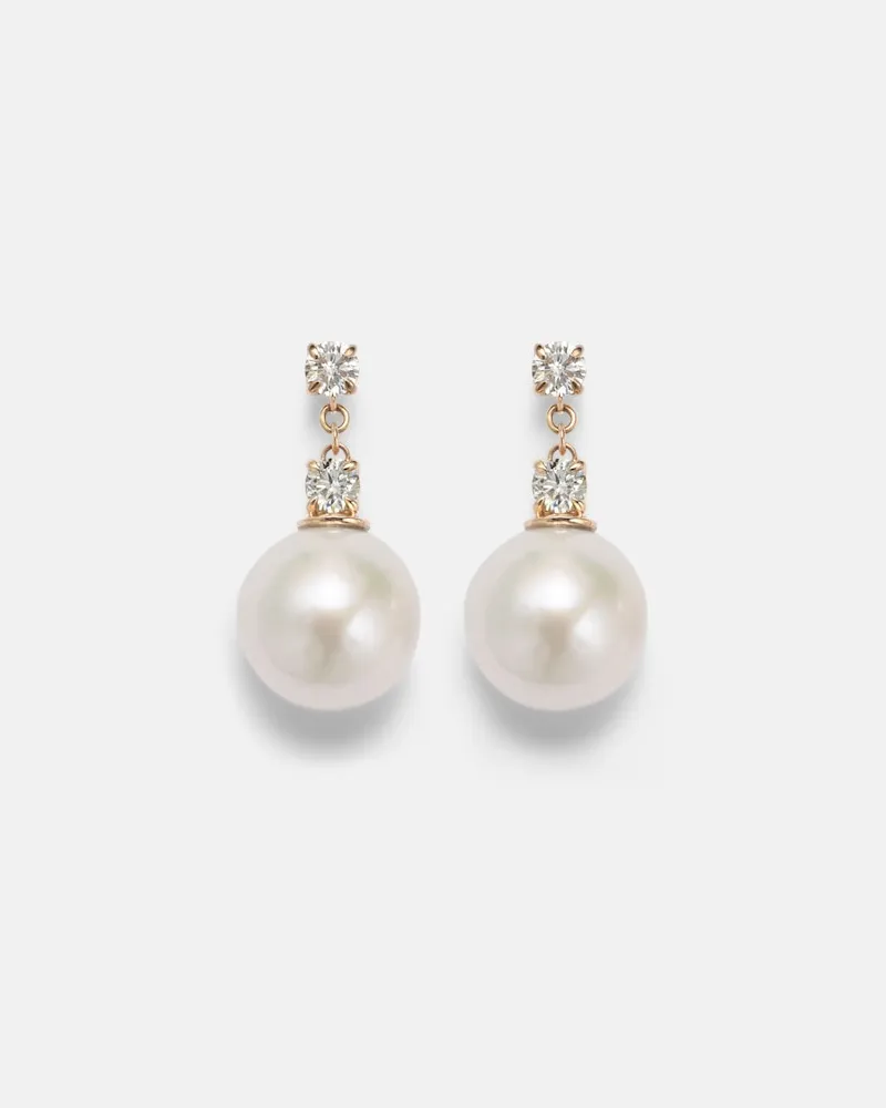 Stone & Strand Orecchini pendenti Essential in oro 14kt con perle e diamanti Oro