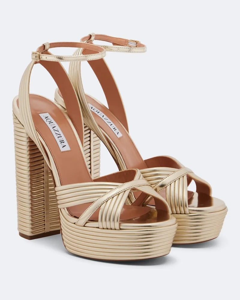 Aquazzura Sandali Sundance in pelle con plateau Oro