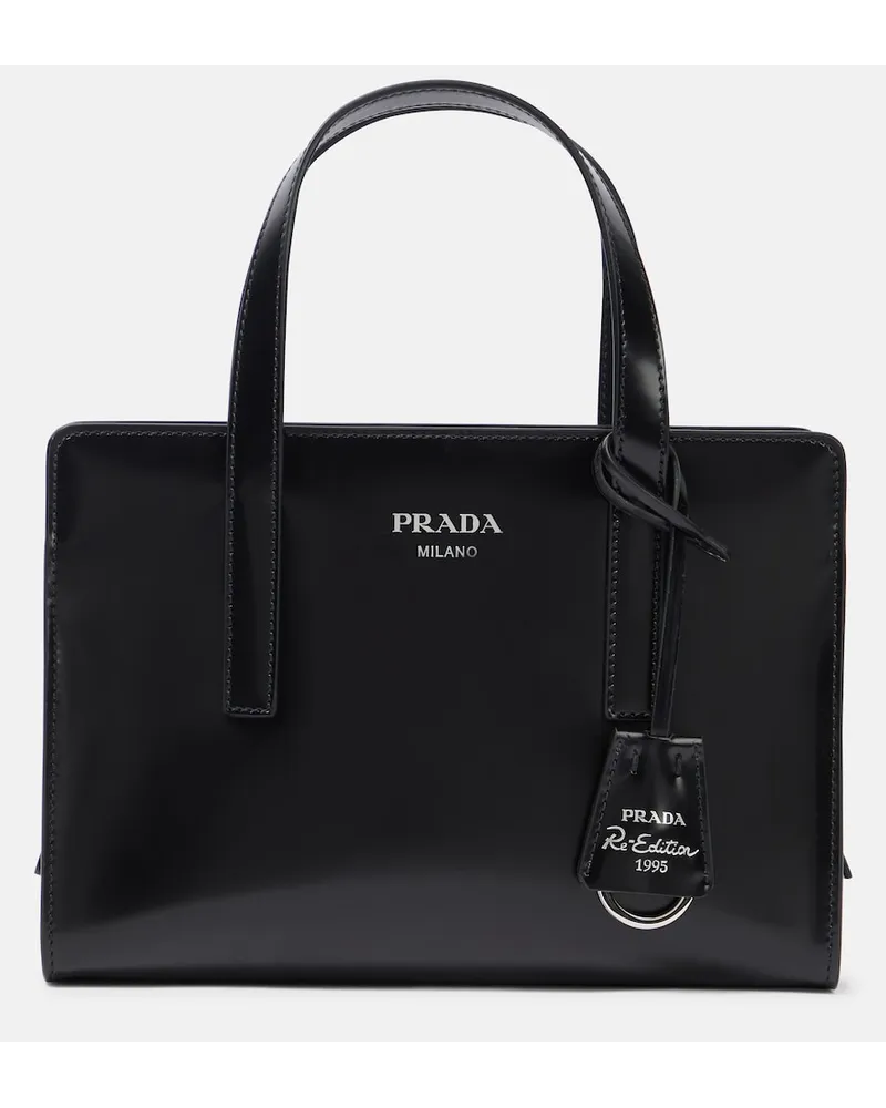 Prada Borsa in vernice con logo Nero