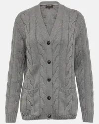 Loro Piana Cardigan in cashmere a trecce Grigio