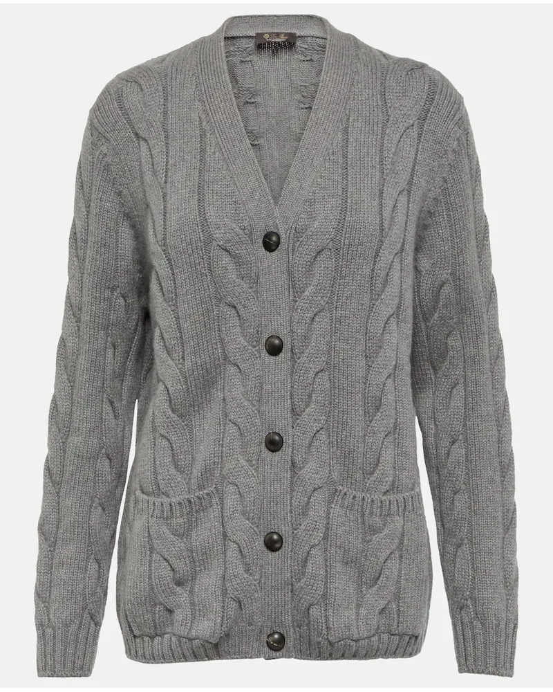 Loro Piana Cardigan in cashmere a trecce Grigio