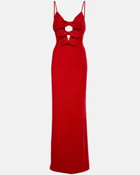 Alessandra Rich Abito lungo in velluto con cut-out Rosso