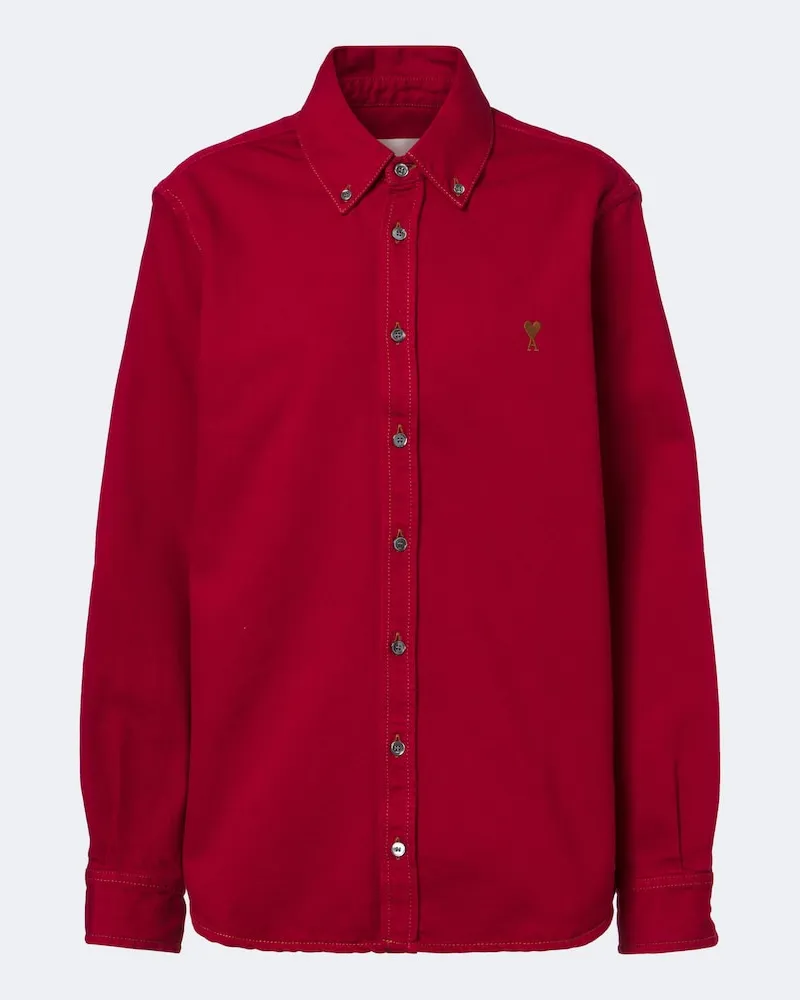 AMI Paris Camicia Ami de Cœur in twill di cotone Rosso