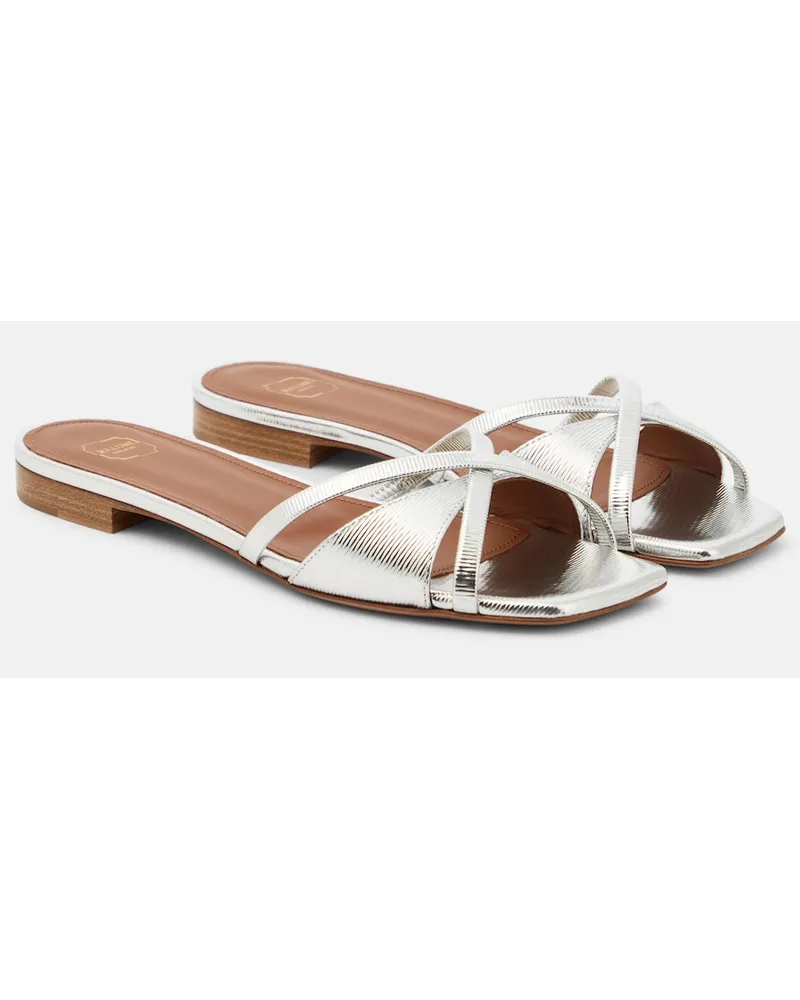 Malone Souliers Sandali Penn in pelle goffrata Argento