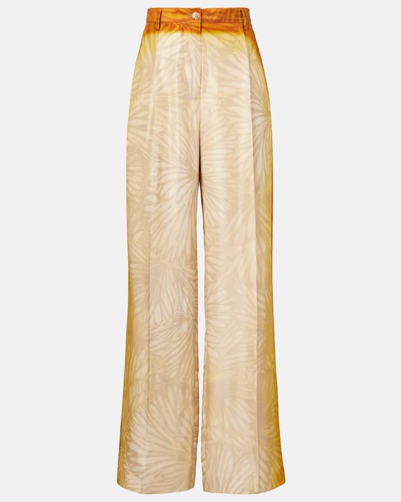 Dries van Noten Pantaloni in seta con stampa Multicolore