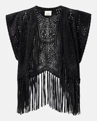 Isabel Marant Gilet Edita in pelle con frange Nero