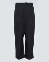 Comme des Garçons Comme des Garçons Homme Pantaloni cropped in lana a vita alta Blu