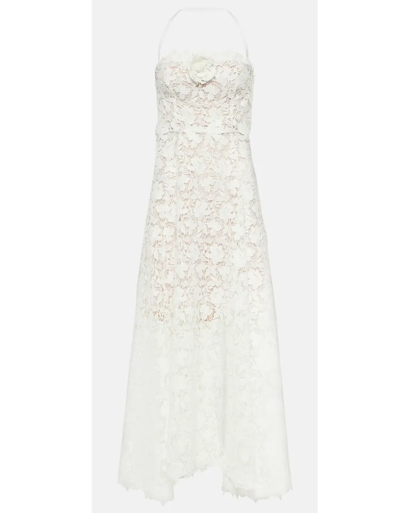 Oscar de la Renta Abito lungo in pizzo guipure Bianco