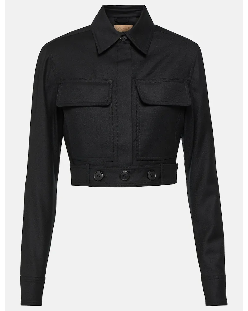 Aya Muse Giacca cropped Myca in lana Nero