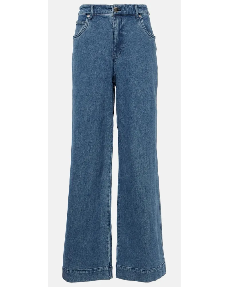 STAUD Jeans Grayson a gamba larga Blu