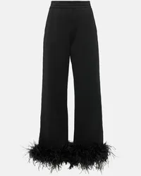 Prada Pantaloni in cotone con piume Nero