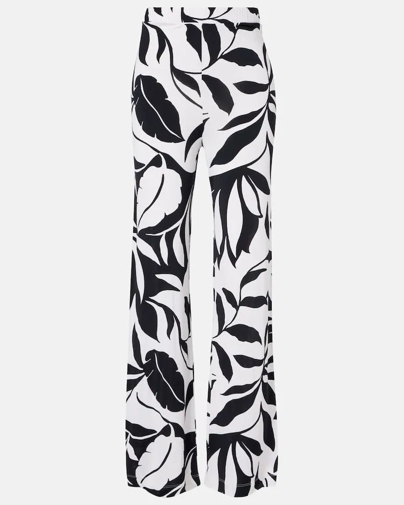 Max Mara Pantaloni a gamba larga Abate con stampa Nero