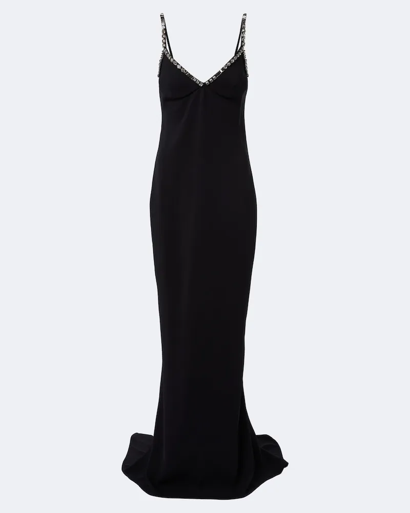 Stella McCartney Abito lungo in crêpe Nero