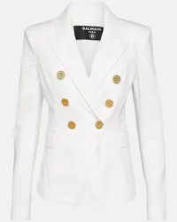 Balmain Blazer di jeans doppiopetto Bianco