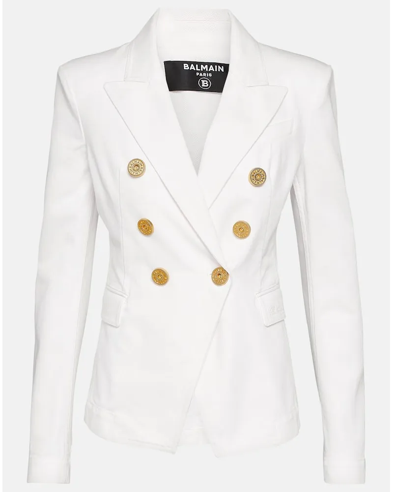 Balmain Blazer di jeans doppiopetto Bianco
