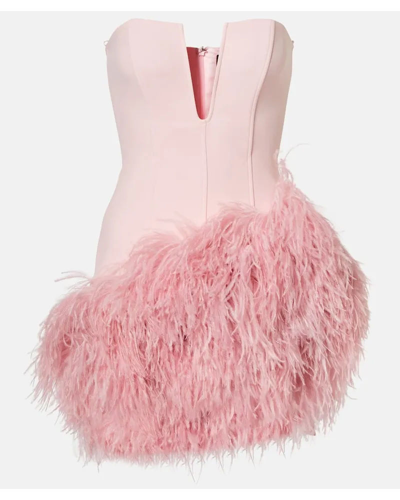 David Koma Abito corto con piume Rosa