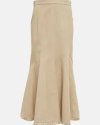 Max Mara Gonna midi in cotone a pieghe Beige