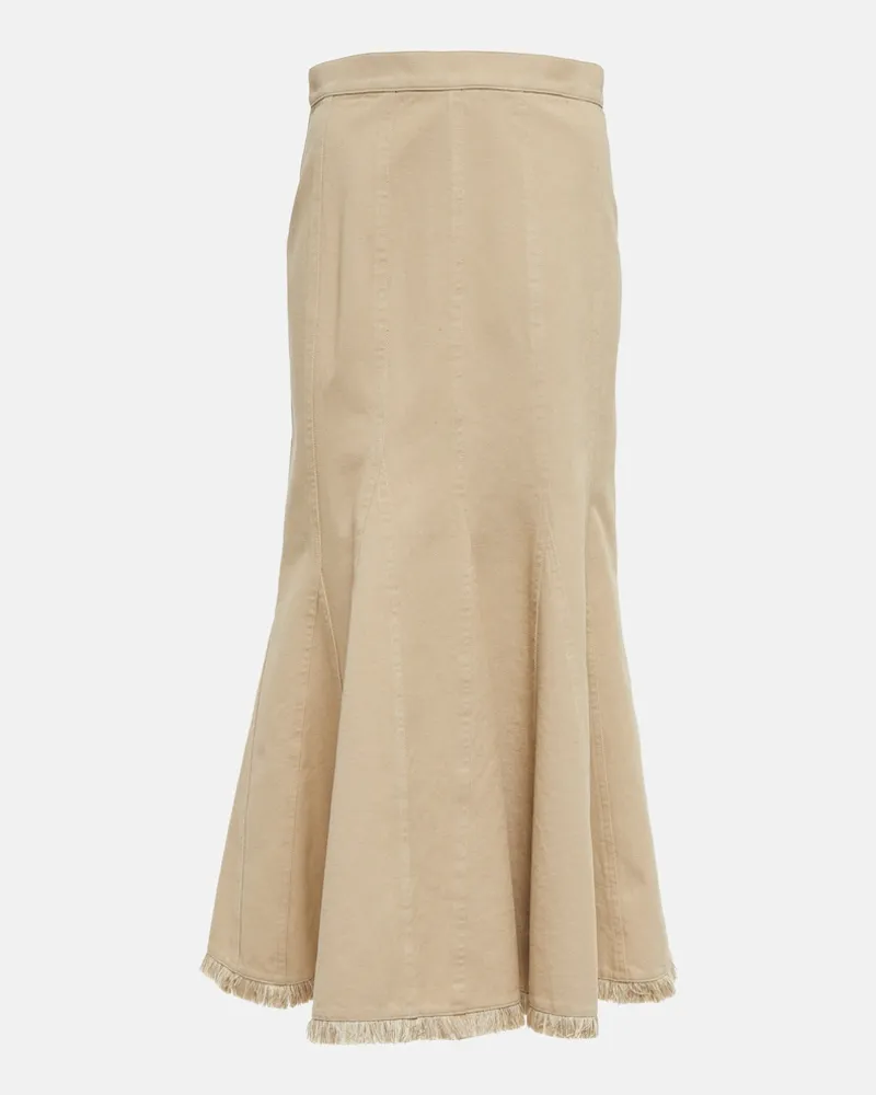 Max Mara Gonna midi in cotone a pieghe Beige