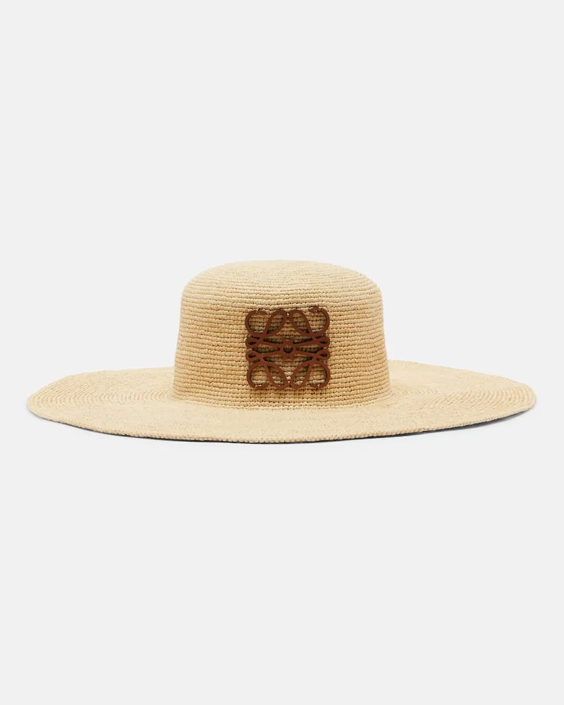 Loewe Cappello Anagram in rafia Beige