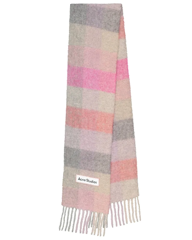 Acne Studios Sciarpa a quadri in alpaca, lana e mohair Rosa