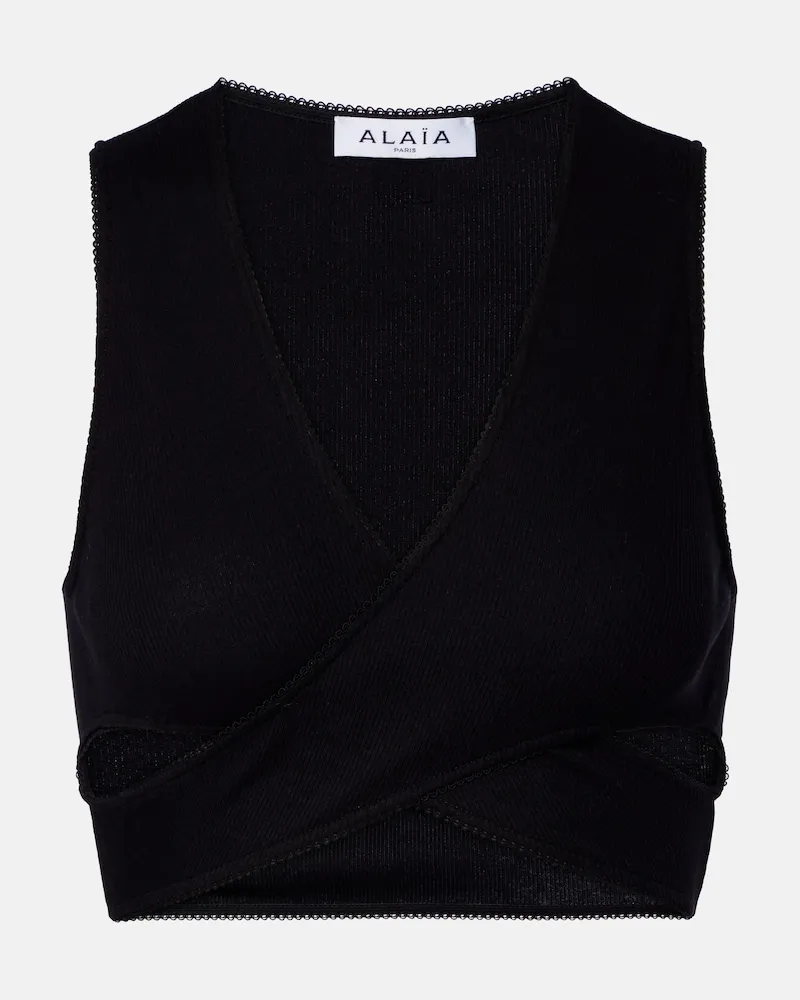 Alaïa Alaïa Top cropped in jersey a coste Nero