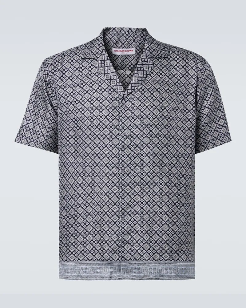 Orlebar Brown Camicia bowling Maitan in seta Blu