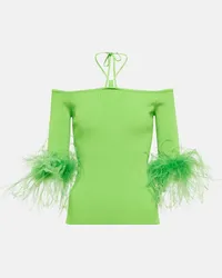 Giuseppe di Morabito Top in maglia con piume Verde