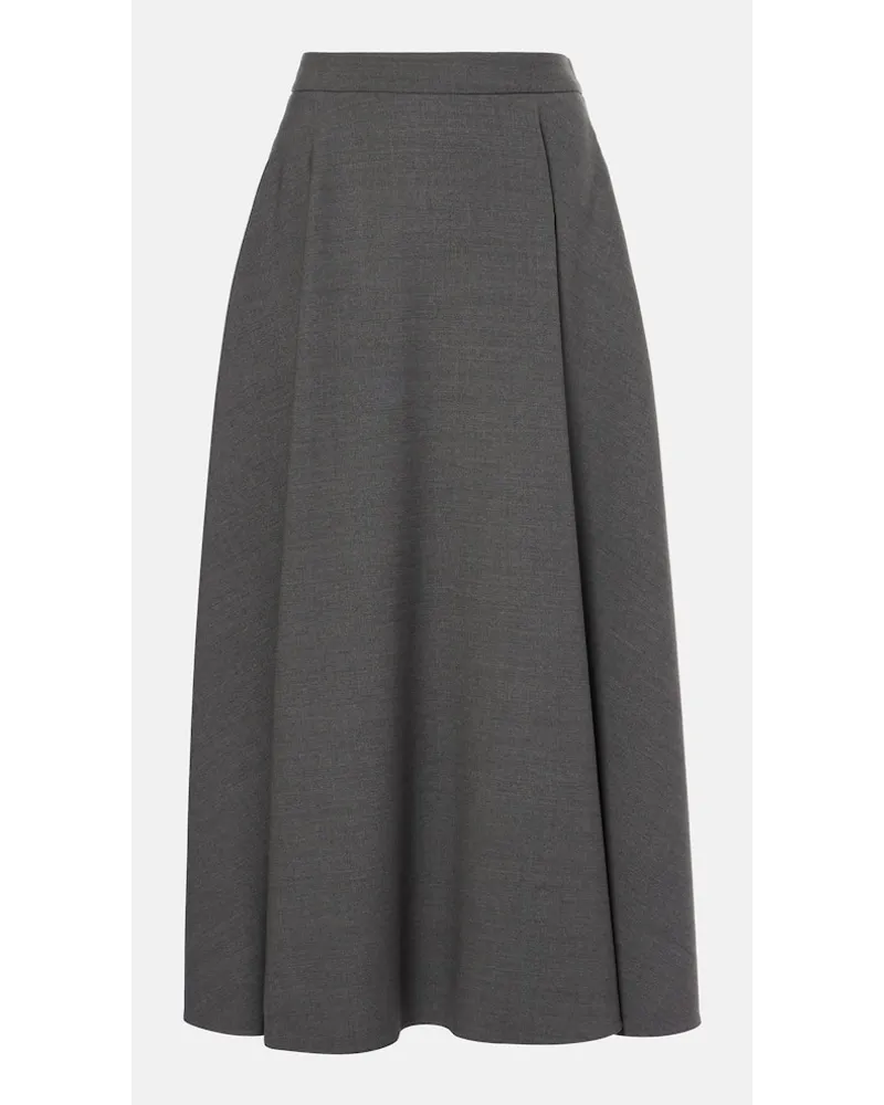 Valentino Garavani Gonna midi in gabardine di lana Grigio
