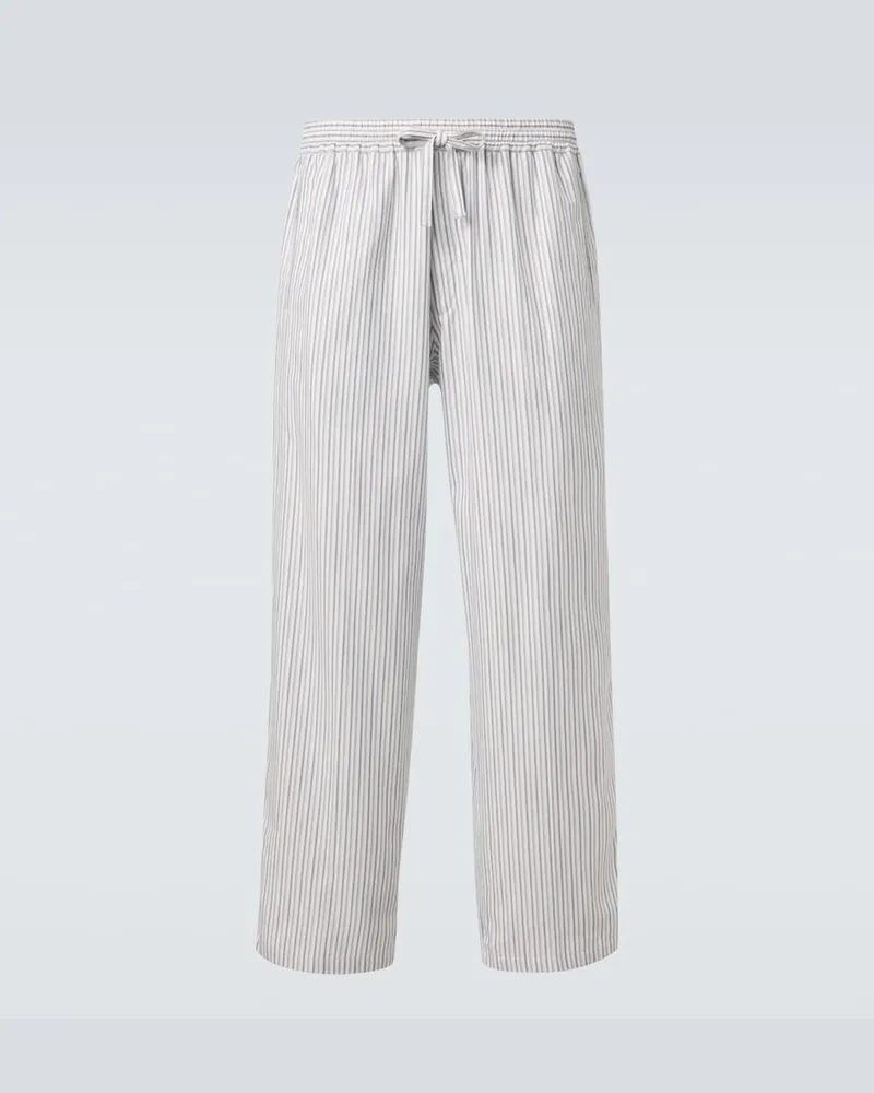 Umit Benan Pantaloni a gamba larga Julian in cotone a righe Bianco