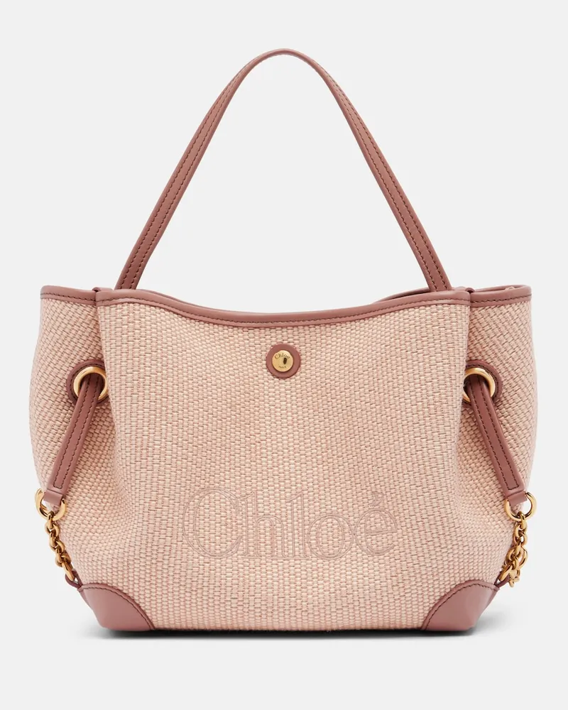 Chloé Chloé Shopper Small in rafia con pelle Beige