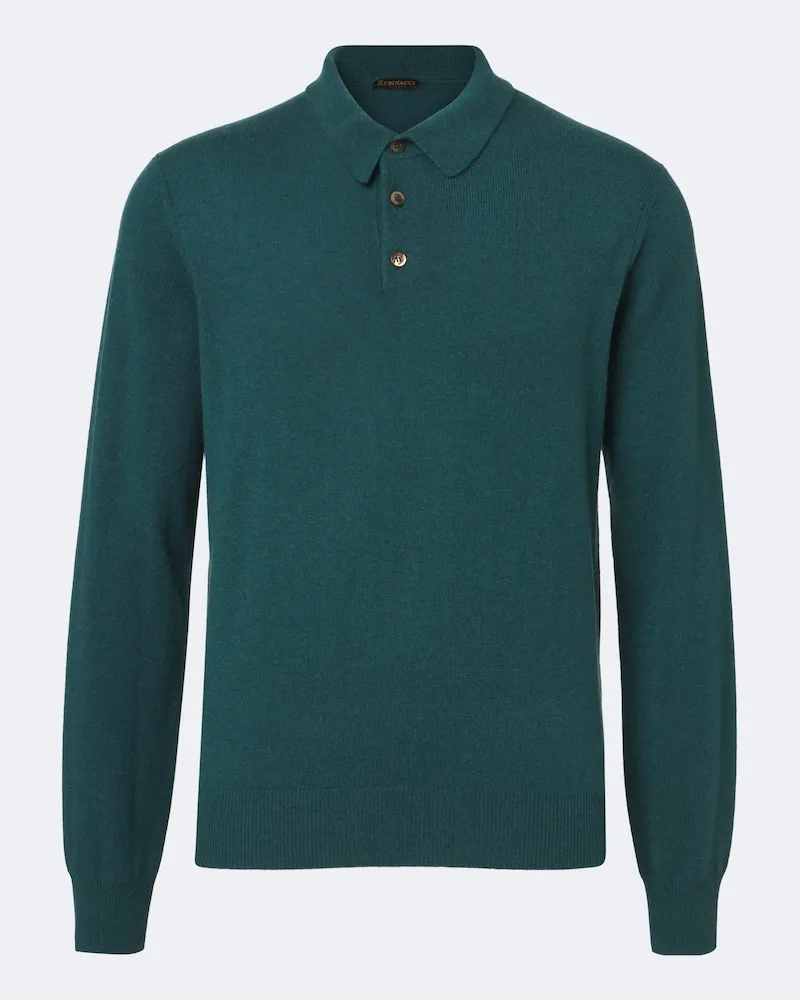 Rubinacci Pullover polo in cashmere Verde