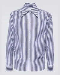 Bottega Veneta Camicia in popeline di cotone a righe Blu