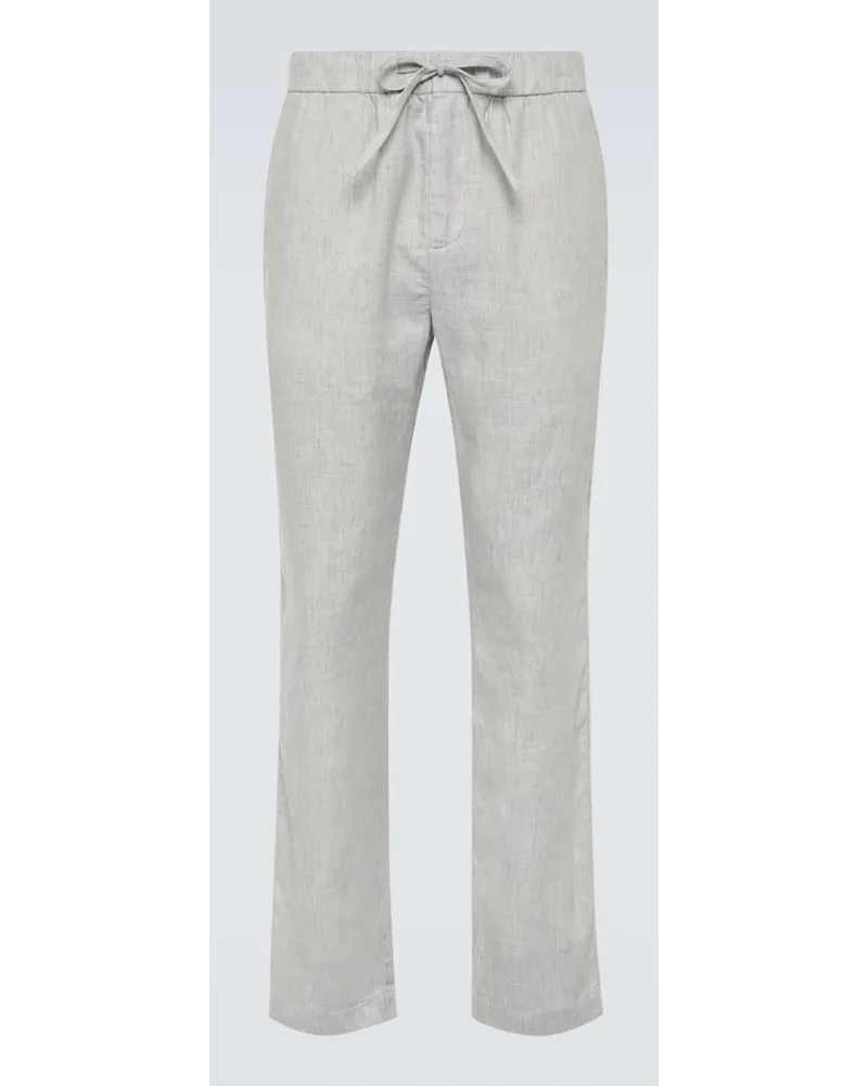 Frescobol Carioca Pantaloni regular Oscar in lino e cotone Grigio