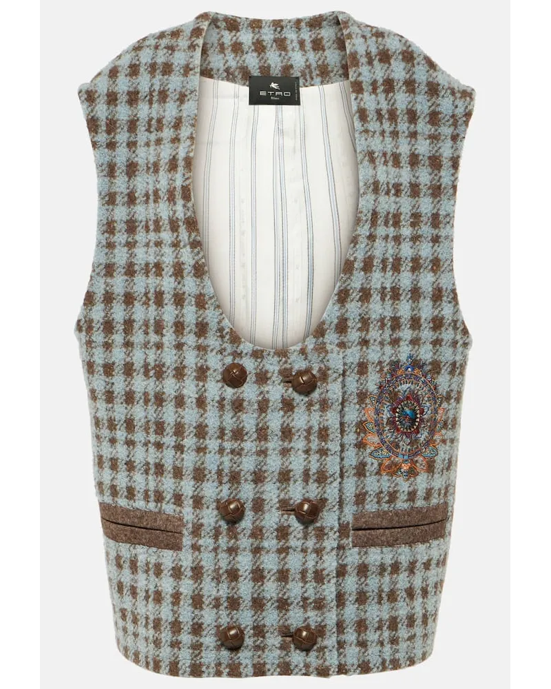 Etro Gilet in misto lana Blu
