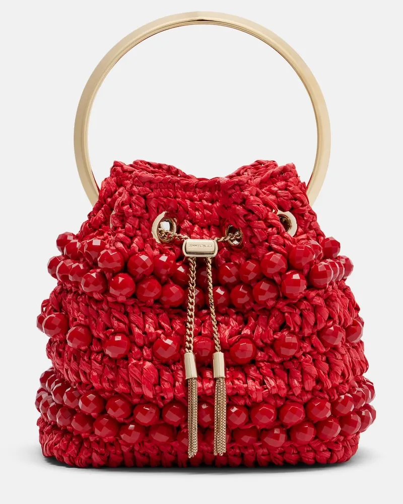 Jimmy Choo Secchiello Bon Bon Small in rafia Rosso