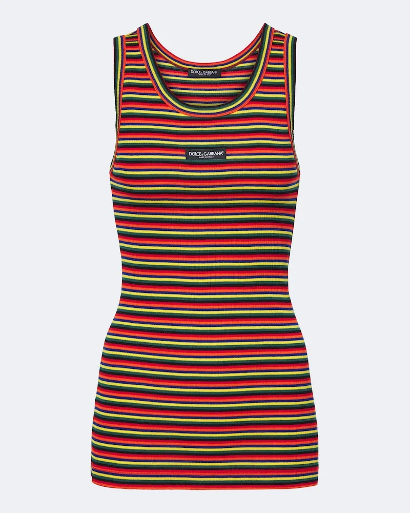 Dolce & Gabbana Tank top in maglia di cotone a righe Multicolore