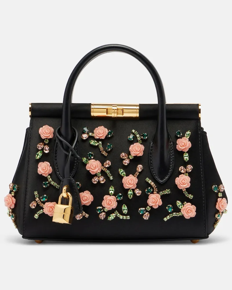 Dolce & Gabbana Borsa Marlene Day Mini con cristalli Nero
