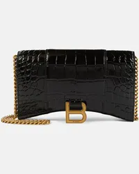 Balenciaga Clutch portafoglio Hourglass Mini in pelle stampata Nero